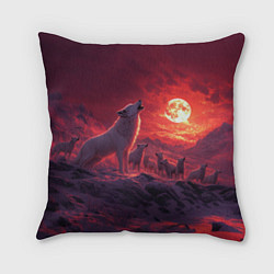 Подушка квадратная Белый волк воет на луну, цвет: 3D-принт