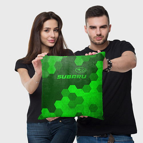 Подушка квадратная Subaru - green gradient посередине / 3D-принт – фото 3