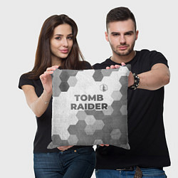 Подушка квадратная Tomb Raider - white gradient посередине, цвет: 3D-принт — фото 2