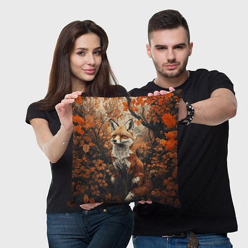 Подушка квадратная Лис в лесной чаще / 3D-принт – фото 3