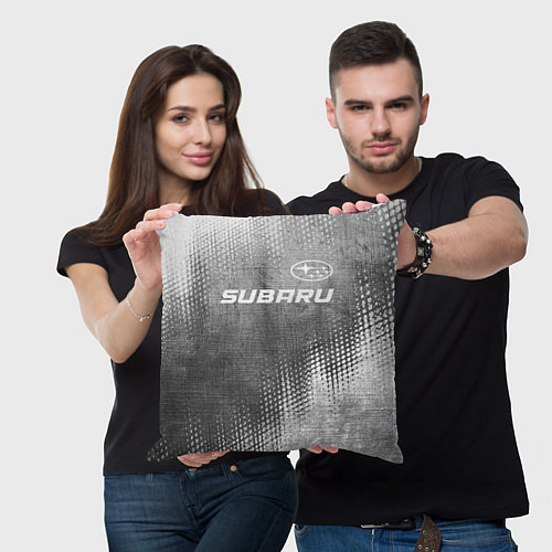 Подушка квадратная Subaru - grey gradient посередине / 3D-принт – фото 3