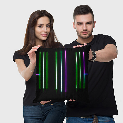 Подушка квадратная Neon stripes / 3D-принт – фото 3