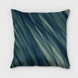 Подушка квадратная Зеленовато-синий полосы, цвет: 3D-принт