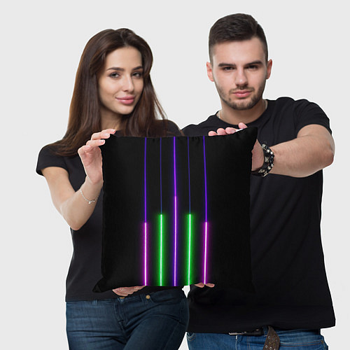 Подушка квадратная Color Purple green pink / 3D-принт – фото 3