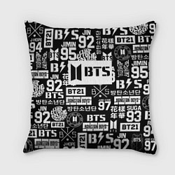 Подушка квадратная Bangtan Boys pattern black, цвет: 3D-принт
