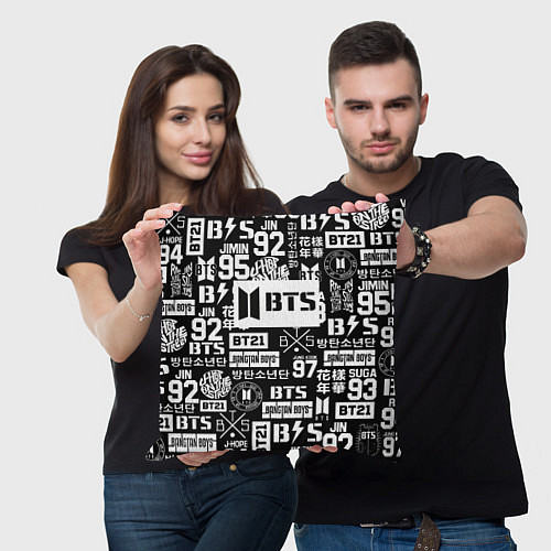 Подушка квадратная Bangtan Boys pattern black / 3D-принт – фото 3