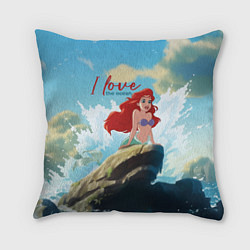 Подушка квадратная Ariel I love the ocean - русалка - beautiful big p, цвет: 3D-принт