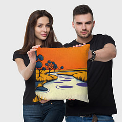 Подушка квадратная Арт с фантастическим пейзажем, цвет: 3D-принт — фото 2