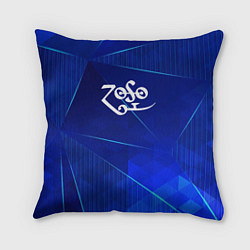 Подушка квадратная Led Zeppelin blue poly, цвет: 3D-принт
