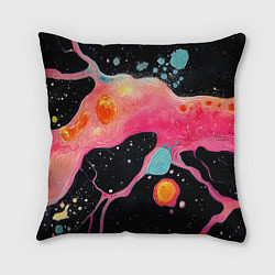 Подушка квадратная Розовая текстура в черном, цвет: 3D-принт