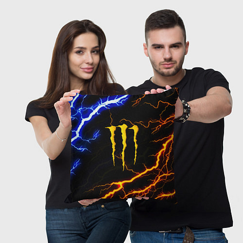 Подушка квадратная Monster energy storm / 3D-принт – фото 3