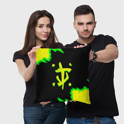 Подушка квадратная Doom огненное лого краски / 3D-принт – фото 3