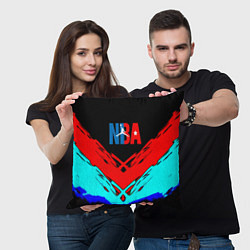 Подушка квадратная NBA краски геометрия, цвет: 3D-принт — фото 2