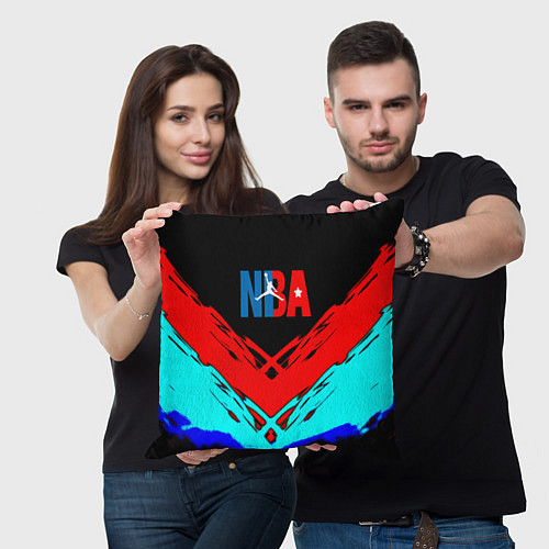Подушка квадратная NBA краски геометрия / 3D-принт – фото 3