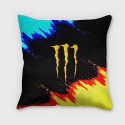 Подушка квадратная Monster energy огненные краски, цвет: 3D-принт