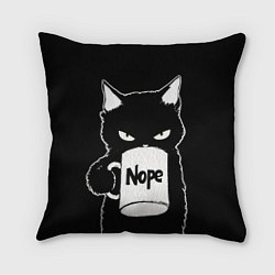 Подушка квадратная Angry black cat nope, цвет: 3D-принт