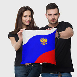Подушка квадратная Россия волна и герб, цвет: 3D-принт — фото 2