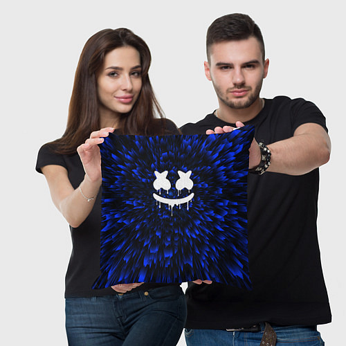 Подушка квадратная Marshmello blue energy / 3D-принт – фото 3