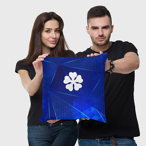 Подушка квадратная Black Clover blue poly / 3D-принт – фото 3
