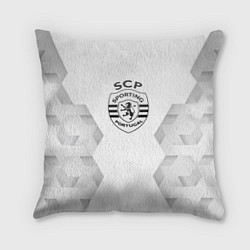 Подушка квадратная Sporting white poly, цвет: 3D-принт