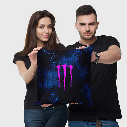 Подушка квадратная Monster energy броня / 3D-принт – фото 3