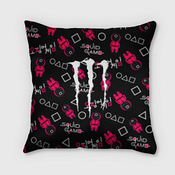 Подушка квадратная Monster energy x Ojingeo geim, цвет: 3D-принт