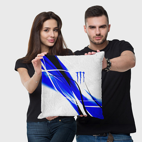 Подушка квадратная Monster energy линии абстракции / 3D-принт – фото 3