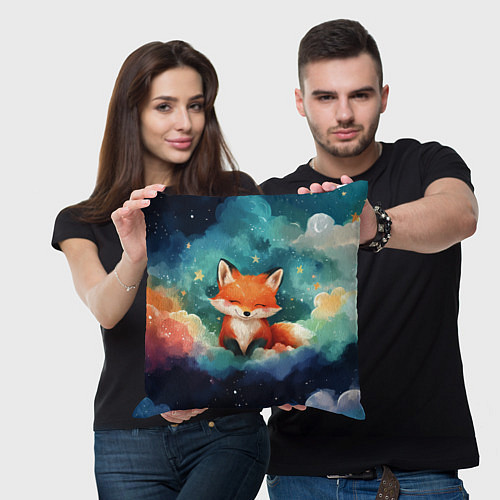 Подушка квадратная Лисенок на облаках / 3D-принт – фото 3