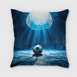 Подушка квадратная Футбольный мяч в синем, цвет: 3D-принт