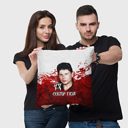 Подушка квадратная Юрий Хой бело-красный фон, цвет: 3D-принт — фото 2