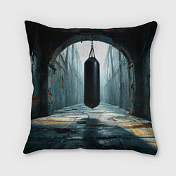 Подушка квадратная Боксерская груша на черном, цвет: 3D-принт