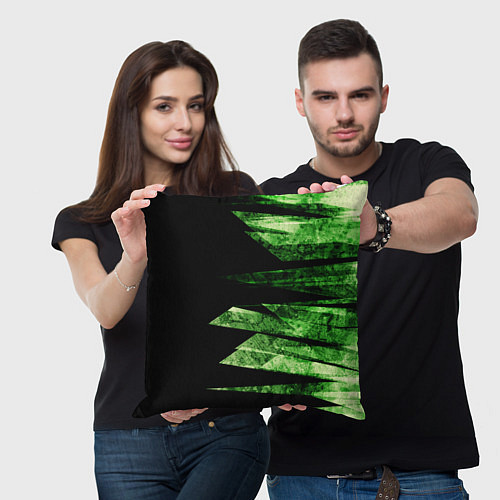 Подушка квадратная Color green black / 3D-принт – фото 3