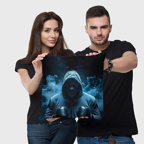 Подушка квадратная Боксер в дыму / 3D-принт – фото 3