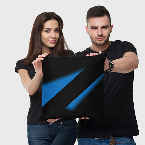 Подушка квадратная Color blue black line / 3D-принт – фото 3
