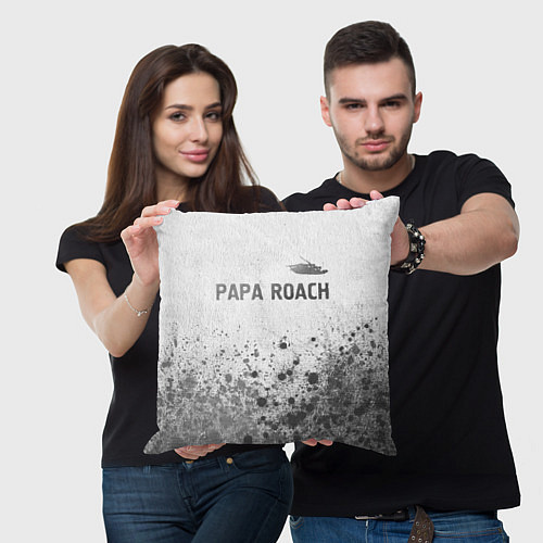 Подушка квадратная Papa Roach - white gradient посередине / 3D-принт – фото 3