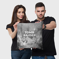 Подушка квадратная Tomb Raider - grey gradient посередине, цвет: 3D-принт — фото 2