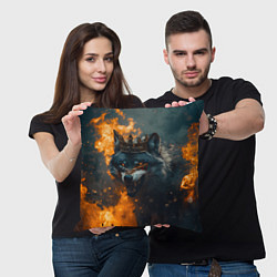 Подушка квадратная Злой волк в огне, цвет: 3D-принт — фото 2