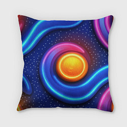 Подушка квадратная Оранжевый круг и голубые линии текстура, цвет: 3D-принт