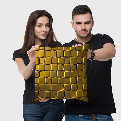 Подушка квадратная Золотые слитки / 3D-принт – фото 3