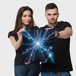 Подушка квадратная Всплеск света и звезды - космическая абстракция, цвет: 3D-принт — фото 2