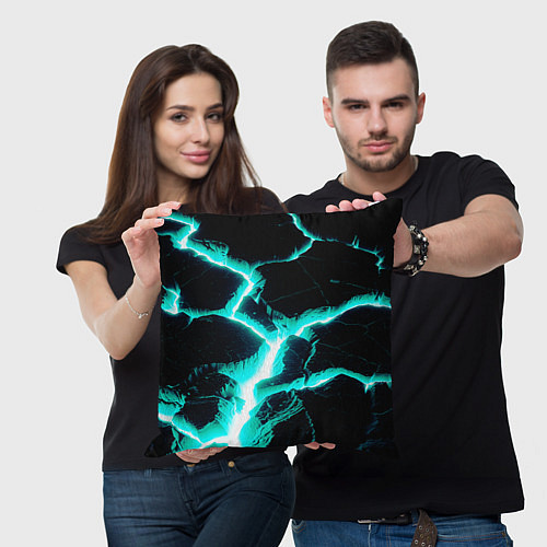Подушка квадратная Color light blue black / 3D-принт – фото 3