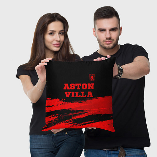 Подушка квадратная Aston Villa - red gradient посередине / 3D-принт – фото 3