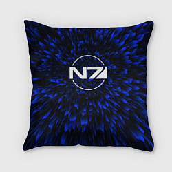 Подушка квадратная Mass Effect blue energy, цвет: 3D-принт