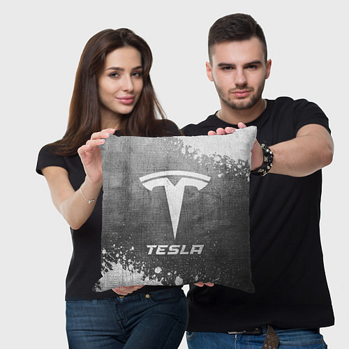 Подушка квадратная Tesla - grey gradient / 3D-принт – фото 3