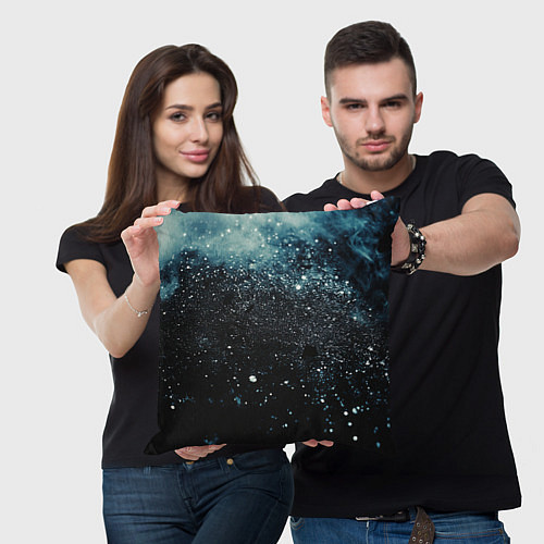 Подушка квадратная Черно-синий текстурный фон / 3D-принт – фото 3