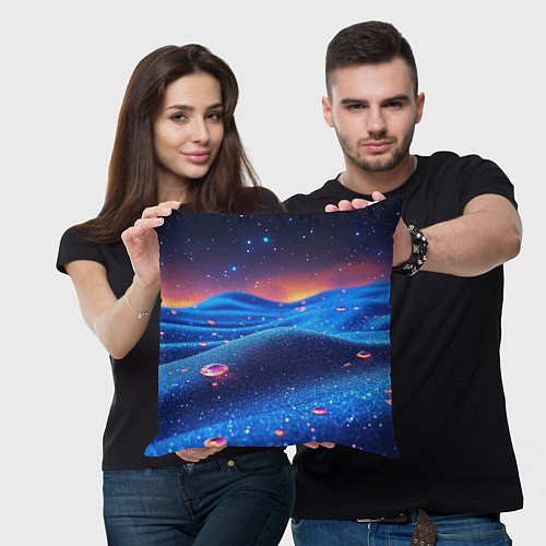 Подушка квадратная Синяя дюна - текстура / 3D-принт – фото 3