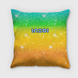 Подушка квадратная Inzoi зелено-желтый фон, цвет: 3D-принт