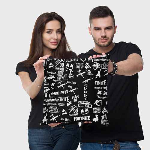 Подушка квадратная Черно белые логотипы игр / 3D-принт – фото 3