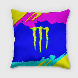 Подушка квадратная Monster energy краски цветные, цвет: 3D-принт