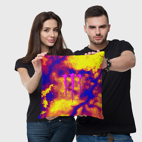 Подушка квадратная Monster energy storm grunge / 3D-принт – фото 3